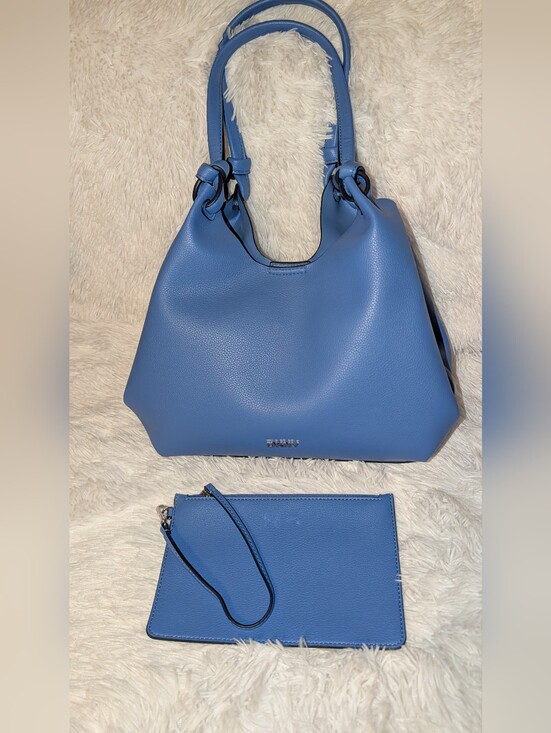 Dkny Handbags - DKNY Paula Commuter Medium Tote With Pouch Blue NWOT